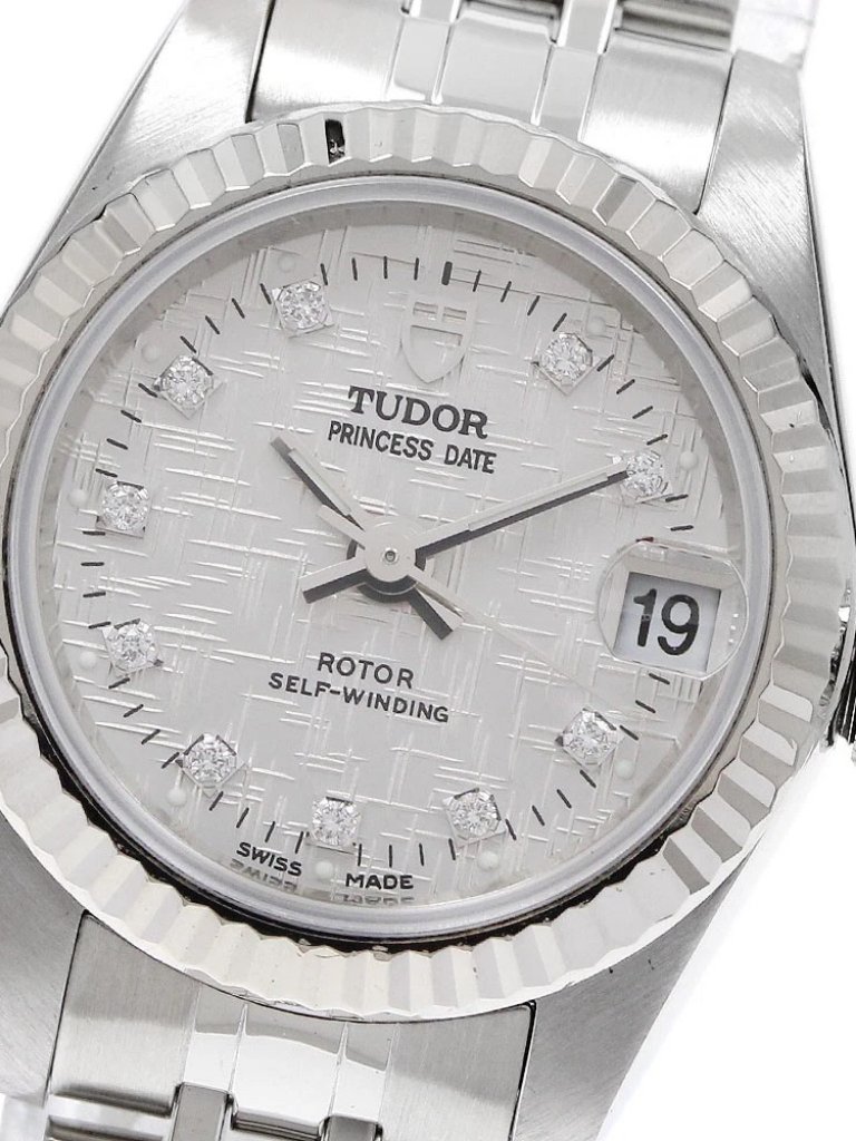 Tudor Princess Date 92514 10p Diamond Silver Dial Automatic Ladies Watch